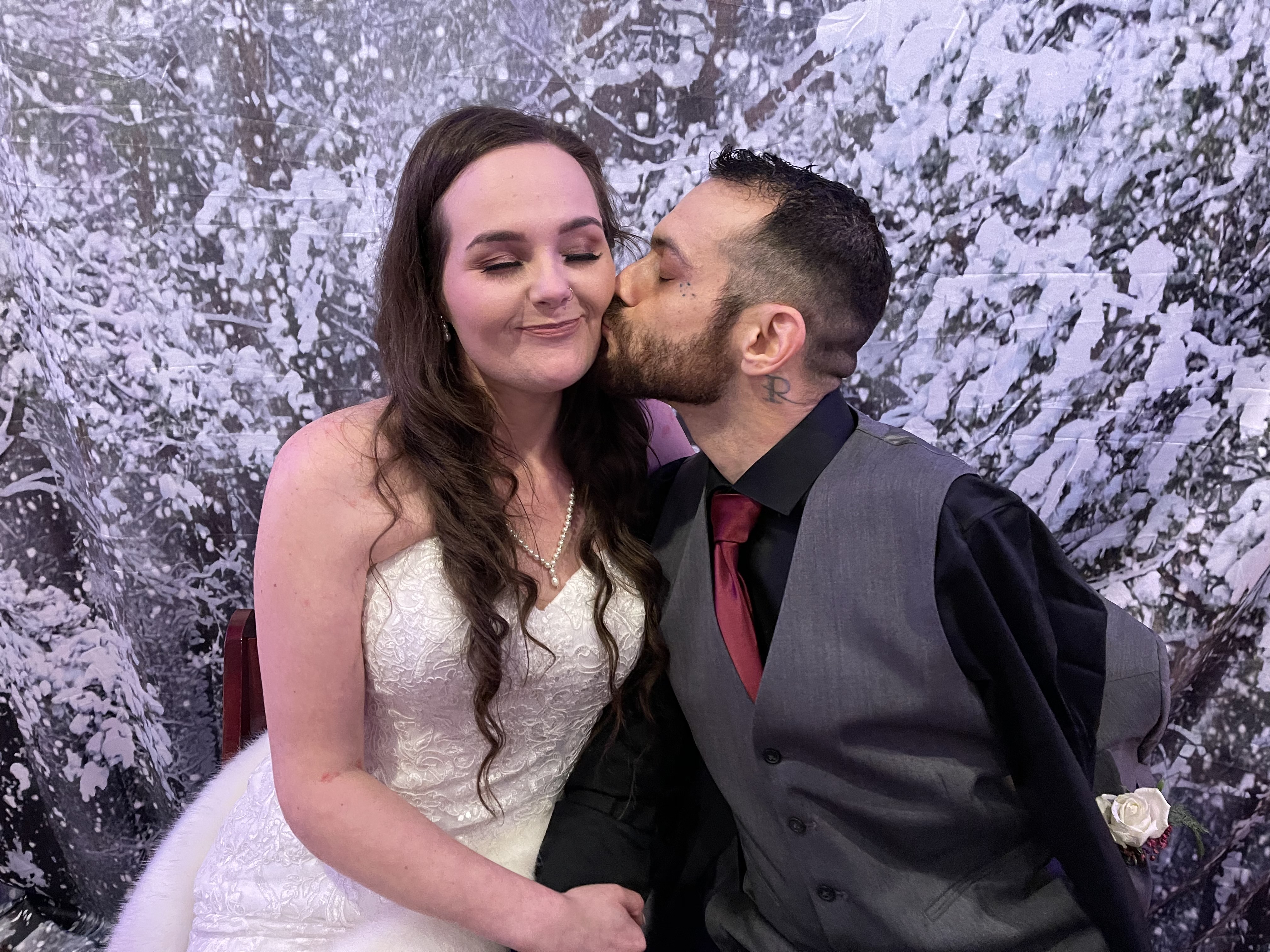 The happiest day - our wedding day kiss